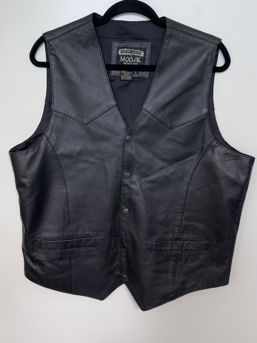 MoDal New York Men's Black Leather Vest